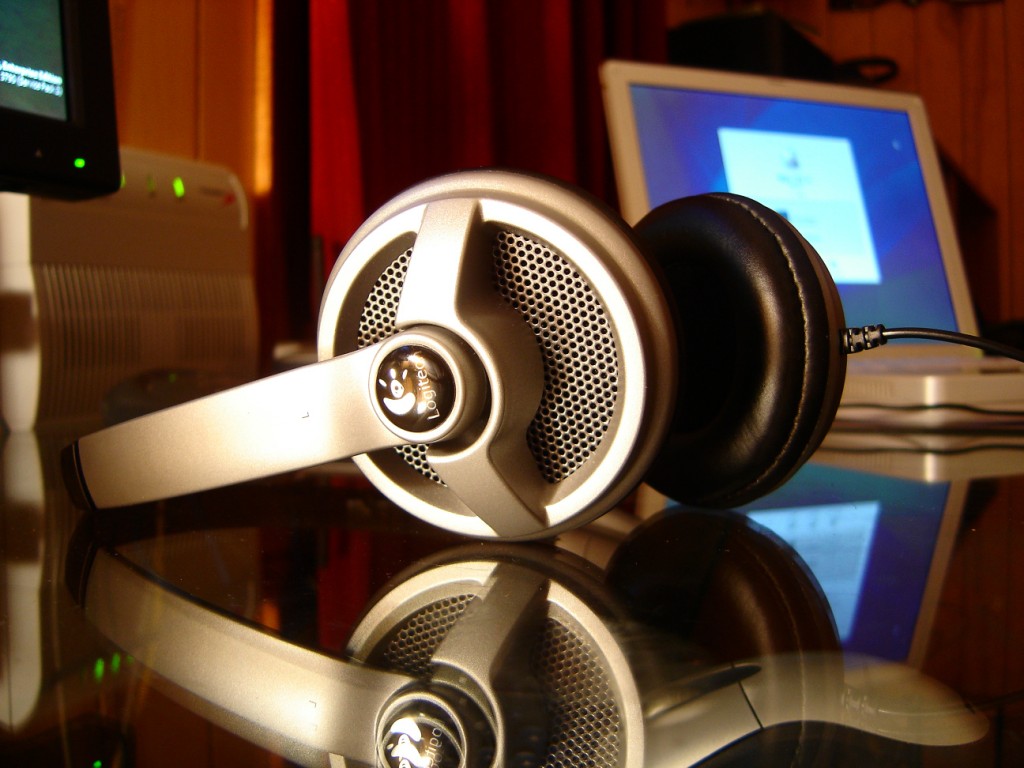 Transcription equipment including headphones and a computer